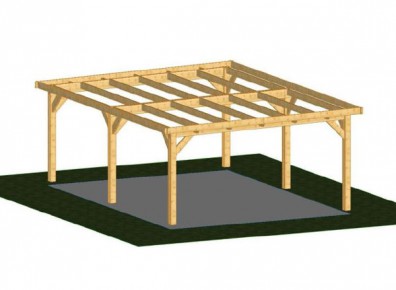 Une structure en bois spacieuse et élégante avec son toit plat et son Douglas